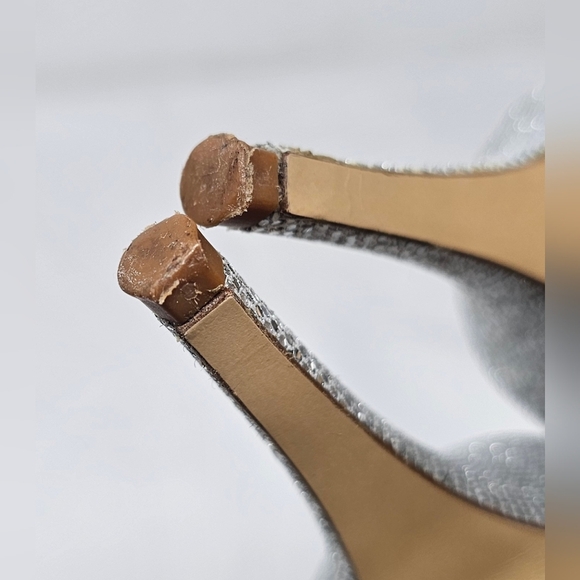 Kate Spade New York Silver Glitter Sage D'Orsay Peep Toe Heel Pumps Size 8B - Picture 13 of 14